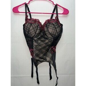 Victoria's Secret Vintage Corset Size 36C Basque Bodice With Garter Clips